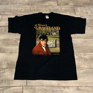Vtg Graceland Elvis Presley Souvenir Double Sided Pop Rock Band Tshirt Tee Large